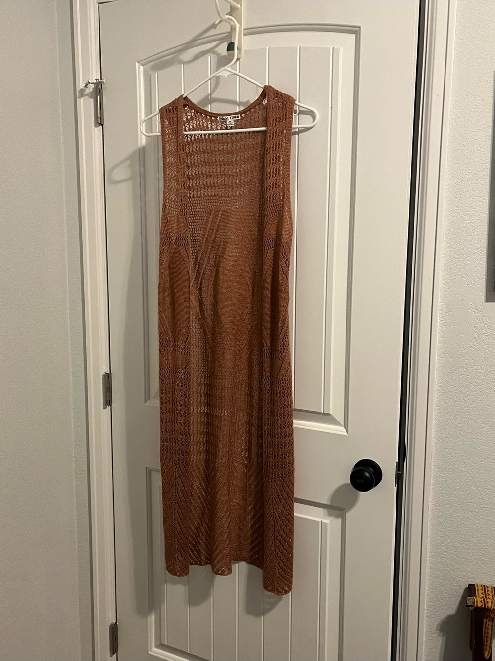 Moral Fiber Tan Crochet Midi Dress - Sleeveless Knit Cover-Up